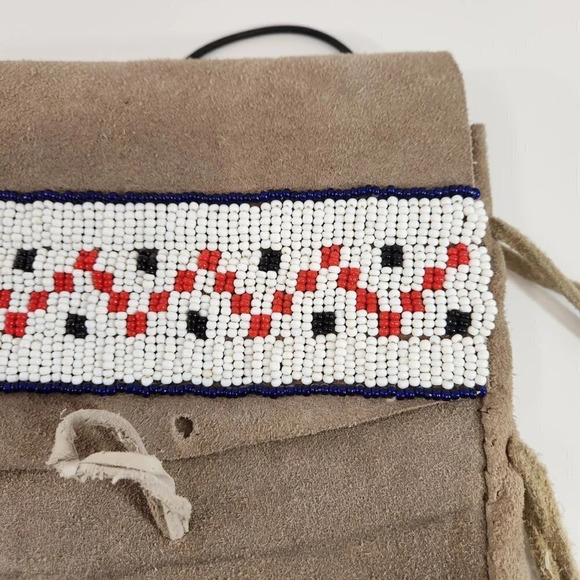 Handmade Leather Beaded  Purse Handbag - Picture 5 of 13